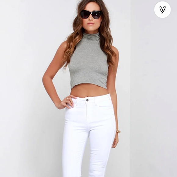 Lulus Tops - Lulus Street Smart Heather Grey Turtleneck Crop Top sz XL